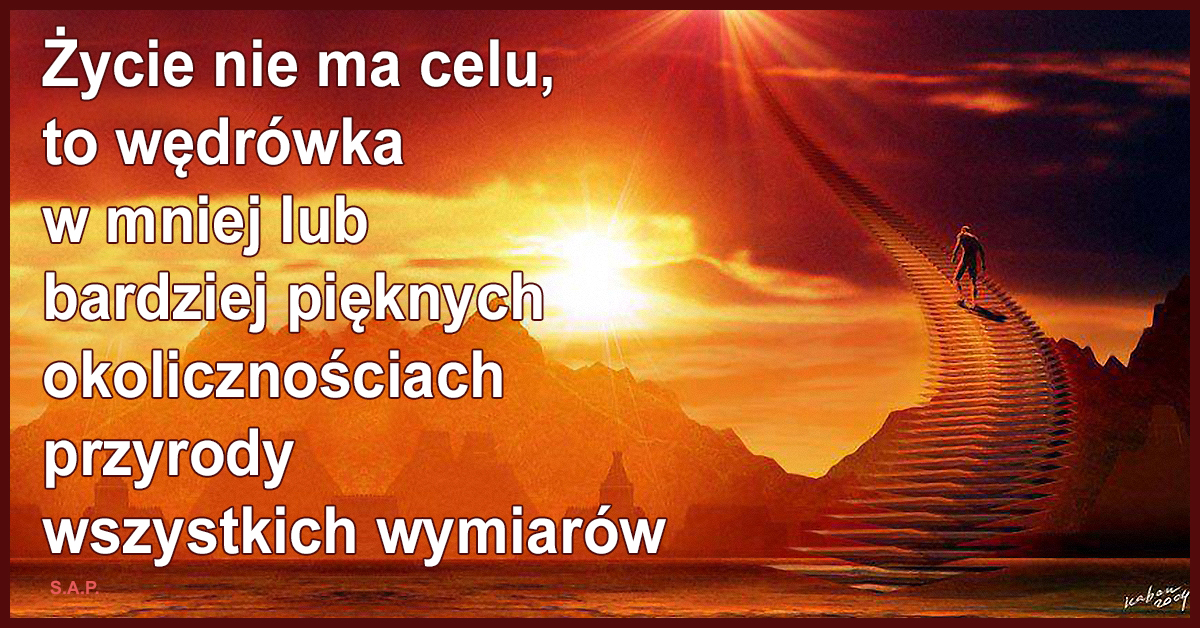 Życie nie ma celu, to wędrówka w mniej lub bardziej pięknych okolicznościach przyrody wszystkich wymiarów. Jak zwolnić wie każdy kto umie wędrować.