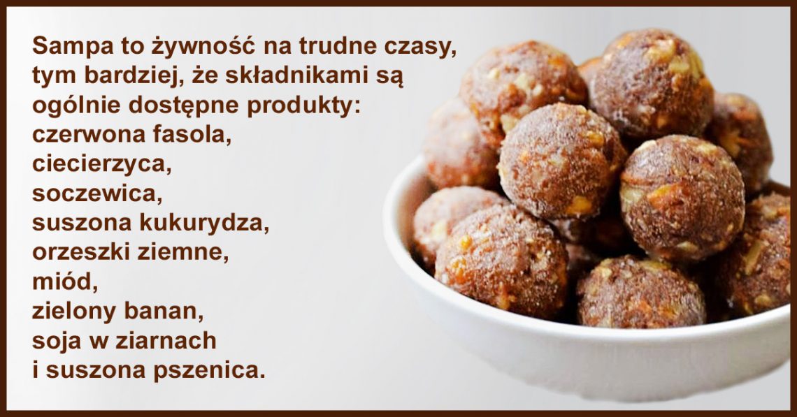 Każda kulka sampy, oprócz składników pokarmowych zawiera energię, która zastępuje wartość jednego standardowego posiłku.