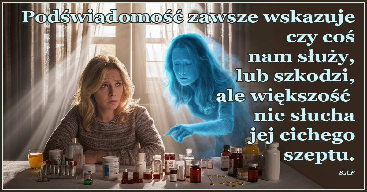 Podświadomość zawsze wskazuje czy coś nam służy, lub szkodzi, ale większość nie słucha jej cichego szeptu.