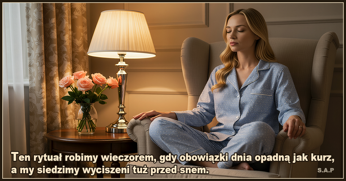 Ten rytuał robimy wieczorem, gdy obowiązki dnia opadną jak kurz, a my siedzimy wyciszeni tuż przed snem - SAP
